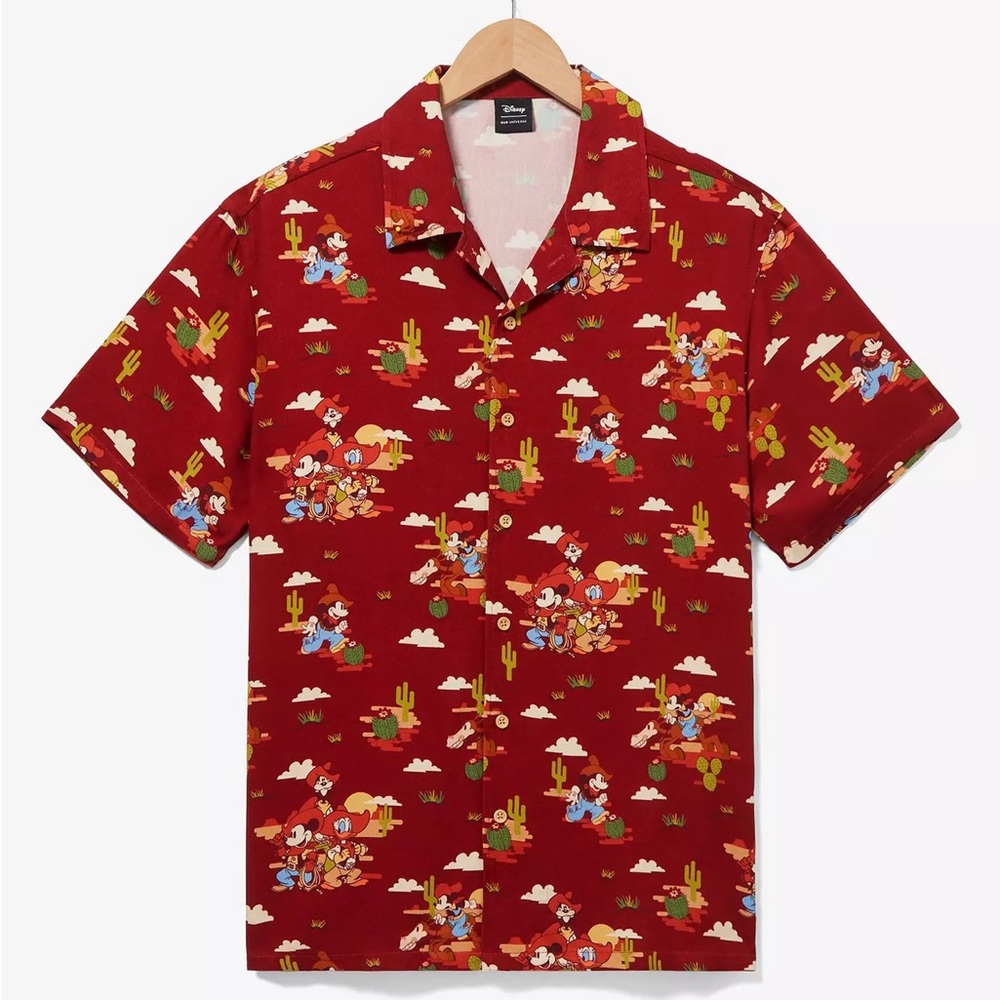 Unisex Disney Mickey Mouse & Friends Western Allover Print Button-Up BoxLunch